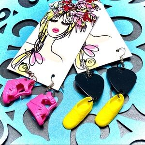 NWT Barbie Shoe & Guitar Pick Earring Bundle